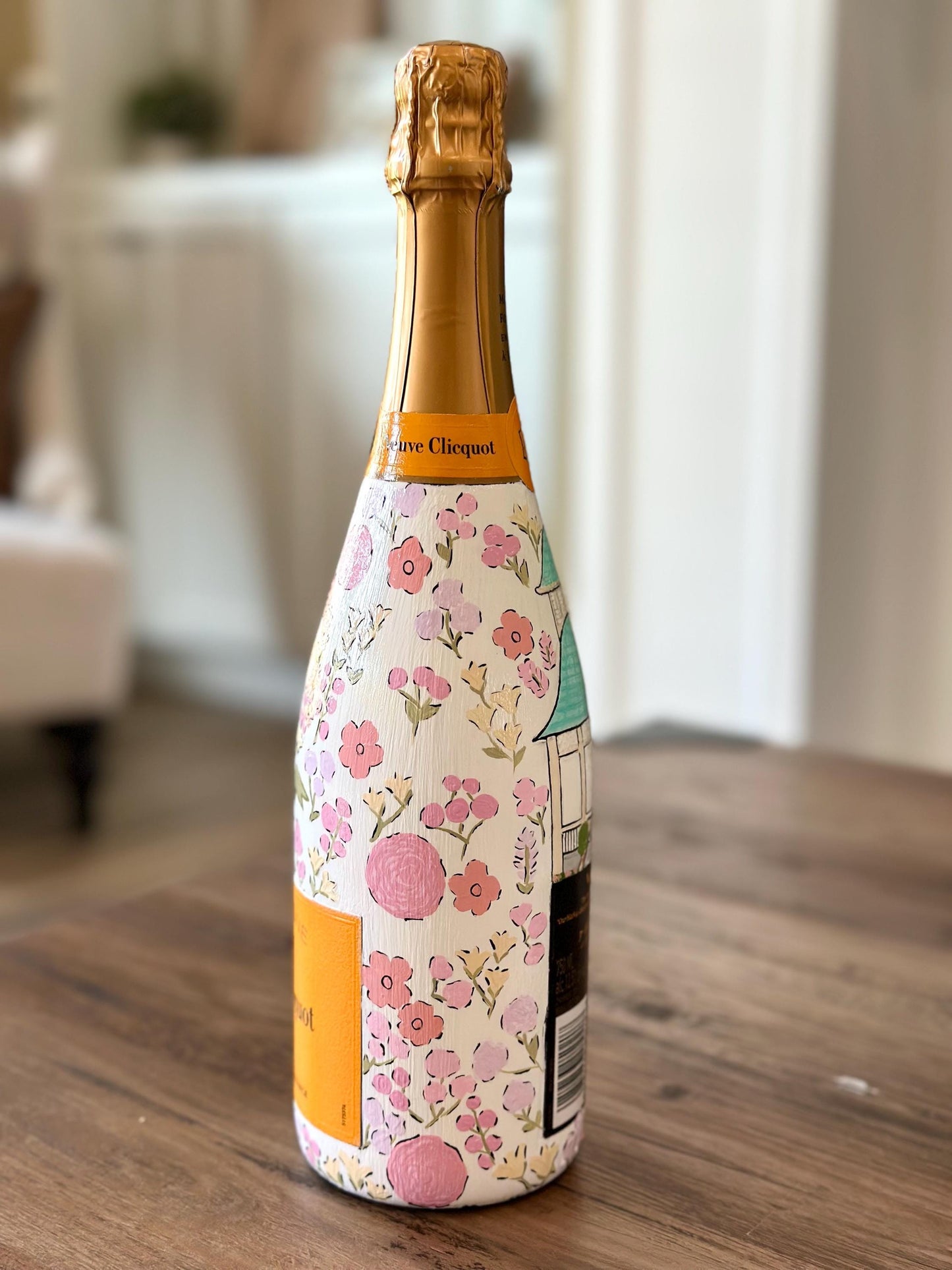 Pastel Flowers Engagement Customized Hand Painted bottle
