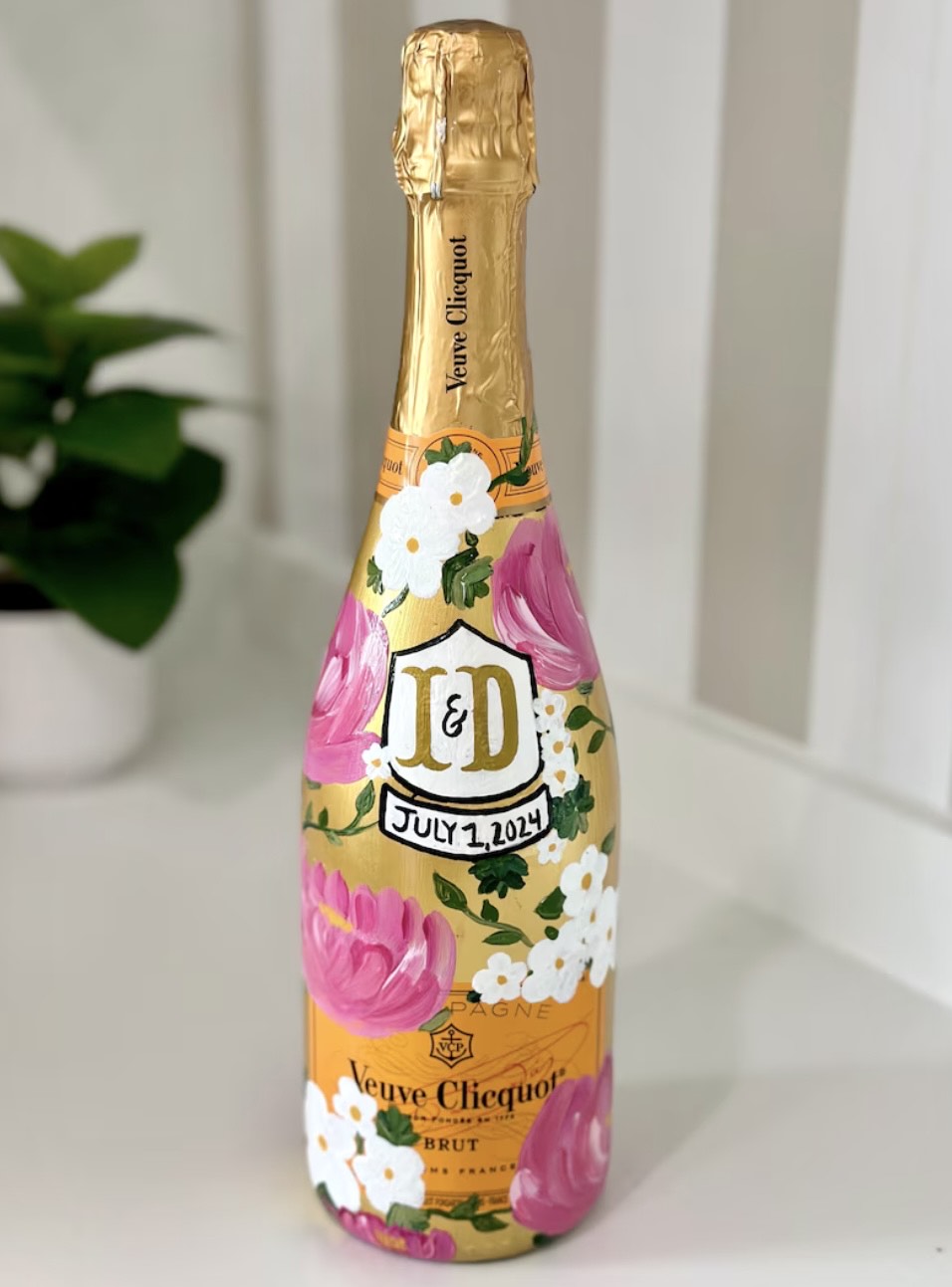 Hand Painted Customized Bottle - Flower pattern